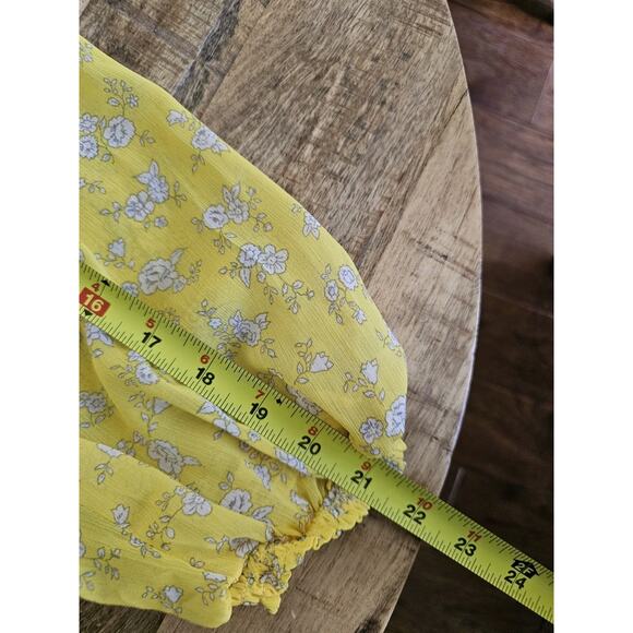 Banana Republic Yellow Floral Balloon Sleeve Blouse Women's Size S NWT - Picture 10 of 10